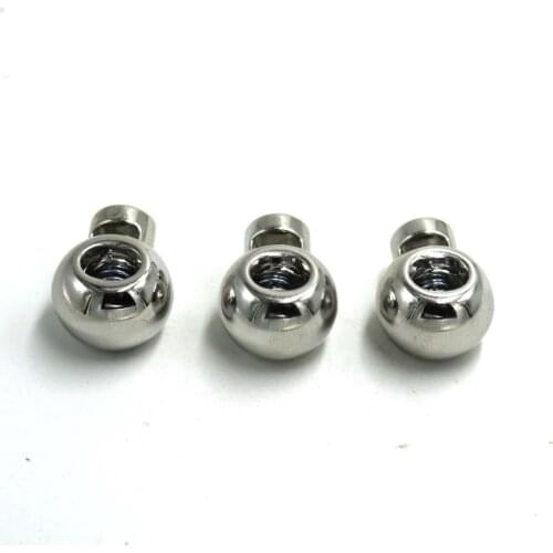 50 Pcs high quality round Plastic Spring Stop Toggle Cord Locks End silver 22*17mm