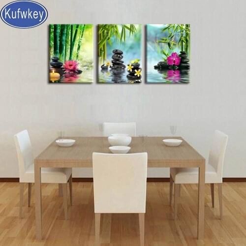 5d picture Bamboo stones flower diamond painting stitch cross full round square diamond embroidery Diy mosaic of rhinestones