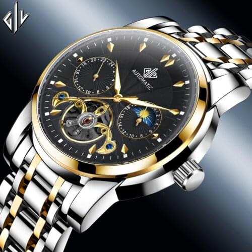 GIV Mens Watches 2020 Luxury Waterproof Mechanical Watch Men Automatic Stainless Steel Fashion Skeleton Sport Male Watch часы
