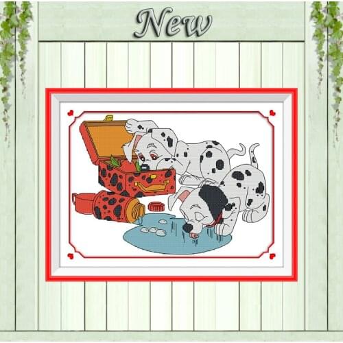 Dalmatian animal pet dog cartoon painting Counted print on canvas 14CT 11CT chinese Cross Stitch Needlework kits Embroidery Sets