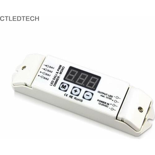 DT6 DALI Dimming Driver 1channel DALI DIMMER Drive 12V24V10A*1CH With Display for LED Tape Light Single Color Strip light