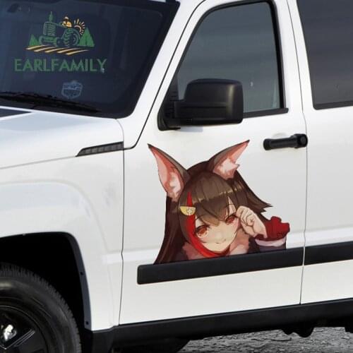 EARLFAMILY 43cm x 34cm For Ookami Mio Peeker Car Stickers Vinyl Car Wrap Decal Graffiti Motorcycle Waterproof RV Camper Decor