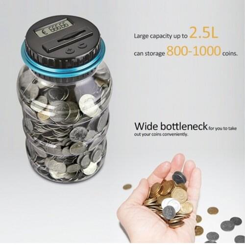 Euro Transparent Coin Box Adjustable Amount Portable LCD Display Electronic Digital Counting Coin Bank Money Saving Box Coin Box