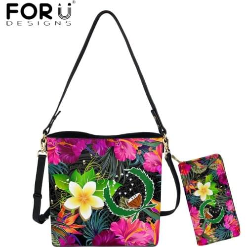 FORUDESIGNS 2021 Fashion Luxury PU Handbag And Purse Women Hawaii Pohnpei Polynesian Plumeria Print Crossbody Bolsa Femme