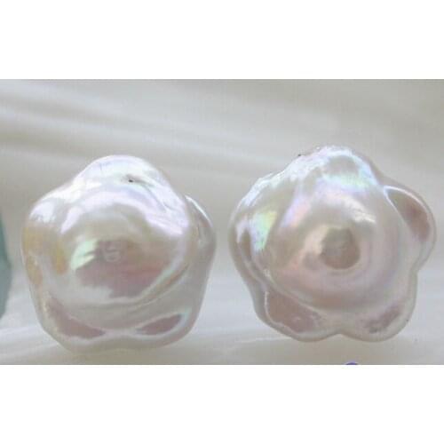 Hot sell new - Hot sale hot sell new ->>Nature 17mm plum blossom white keshi reborn pearl stud earring