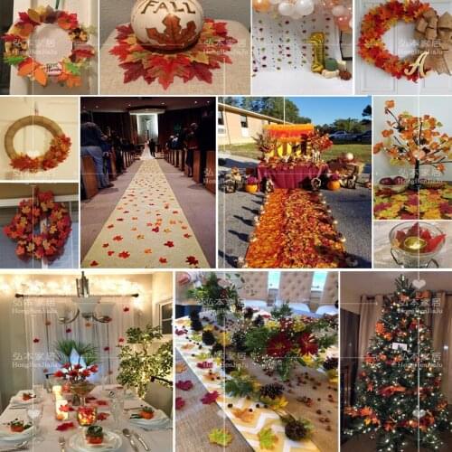 Mixed Color Artificial Maple Leaves Artifiical Fake Fall Leaves Autumn Leaves For Home Wedding Party Halloween Xmas Decoration