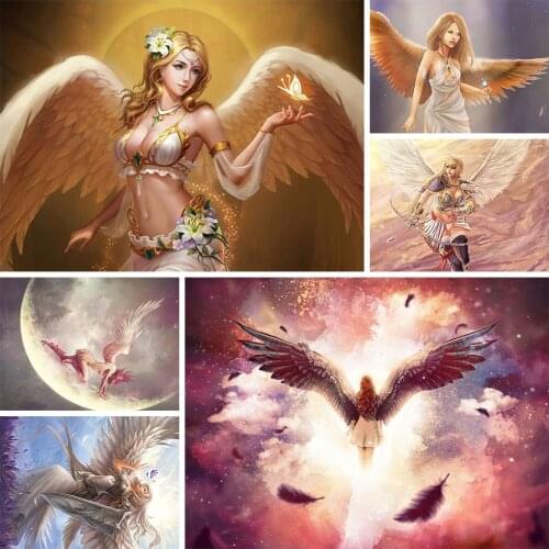 Muxun 5D Diy Crystal Diamond Painting Angel Wings Fairy Girl Full Square Round Diamond Embroidery Home Decoration Gift Mural