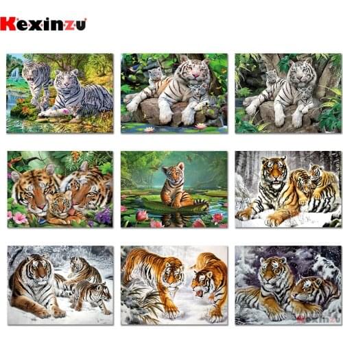 KEXINZU 5D DIY Diamond Painting Animal Tiger Diamond Embroidery Full Pack DIY Kit Mosaic Sale Decor Pictures of Rhinestones Y720