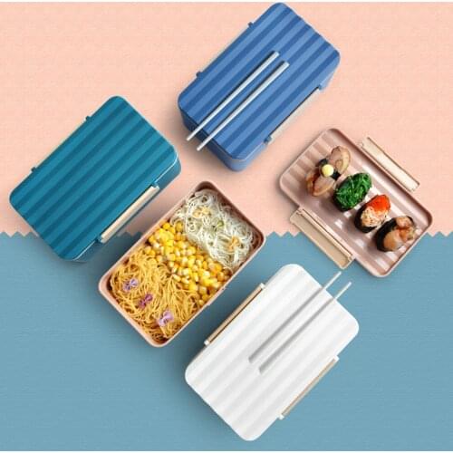 900ml Plastic Leak-Proof Bento Box Food Box Creative Wave Lid Microwave Lunchbox Food Container School Office Lunch Box 1pc
