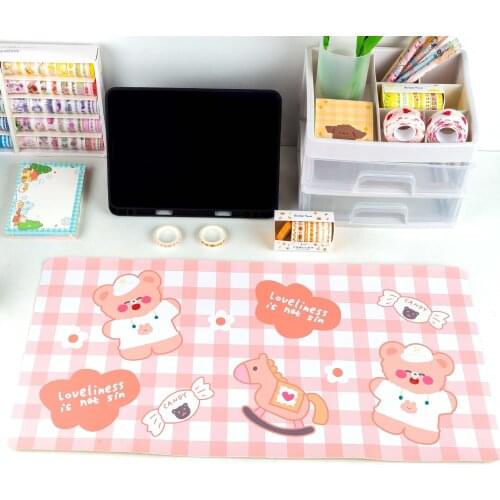 Keyboard Pad Table Mat Desk Decoration Female Cartoon Soft Cute Bear and Rabbit Table Mat Student Dormitory Mouse Pad Computer