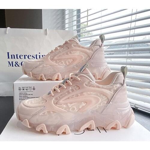 Sneakers Woman Casual Shoes 2021 Fashion White Breathable Thick Sole Ladies Trainers Sport Chunky Sneakers Women Basket Femme