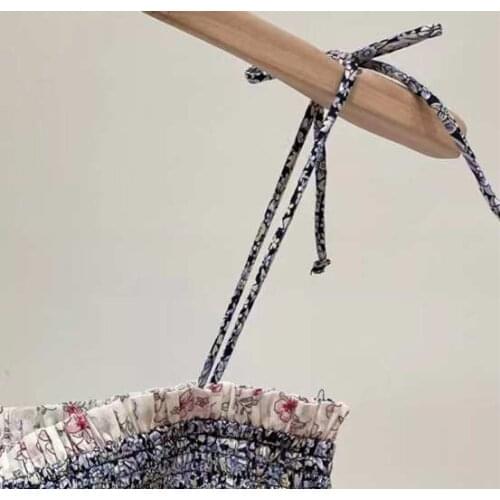 2021 Summer New Simple Printed Floral Sling Cropped Top