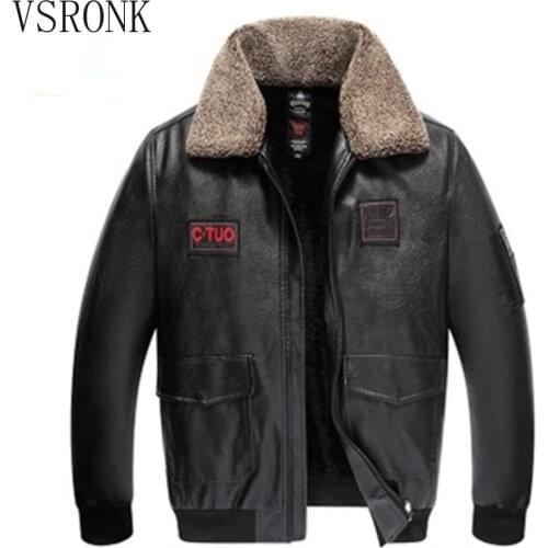 Mens Real Leather Jacket Fashion Slim Moto Bike Style Pilot Fur Coat Casual Wool Turn-Dowm Fur Collar Genuine Leather Jacket