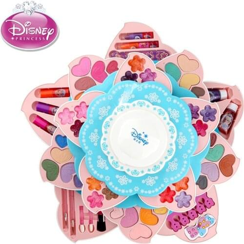 Disney Princess frozen flower shape make up Set for Girl Toys Pretend Play Makeup Disney Princess Toys