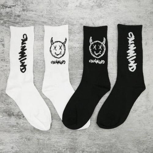 Japanese Cotton Cartoon Pattern Hip Hop Breathable Mid Tube Socks Skateboard Socks 1Pair Soft Long Sports Sock for Men Women
