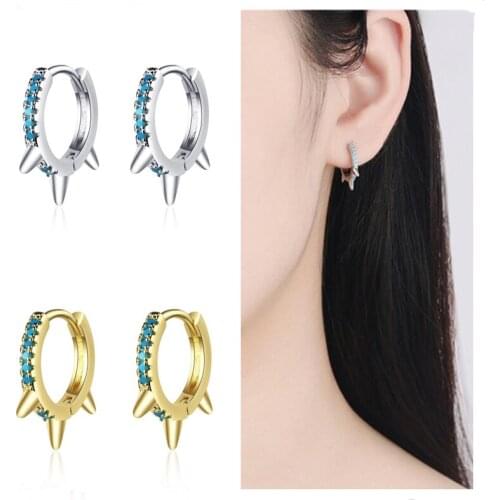 New Arrival Blue Zircon Earrings Shiny Lady Hoop Accessories Quality Sterling Silver 925 Earrings For Women Jewelry Dropshipping