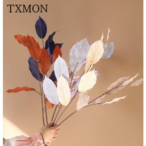 New Artificial Big Tree Leaves Fake Flowers 86cm Simulation Green Plants Wedding Hotel Home Living Room Garden Study Decoration