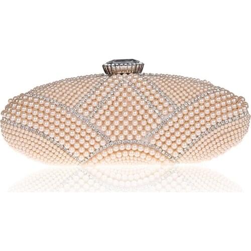2016 New Design Champagne Banquet Handbag Party Bridal Evening Bag Womens Beaded Clutches Mini Totes Makeup Bag Bolso 031166