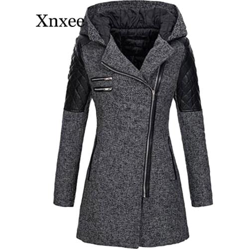 Gray Oversize Jacket Woman Jackets Winter Coat Warm Slim Jacket Thick Parka Overcoat Winter Outwear Hooded Zipper Coat Size Plus