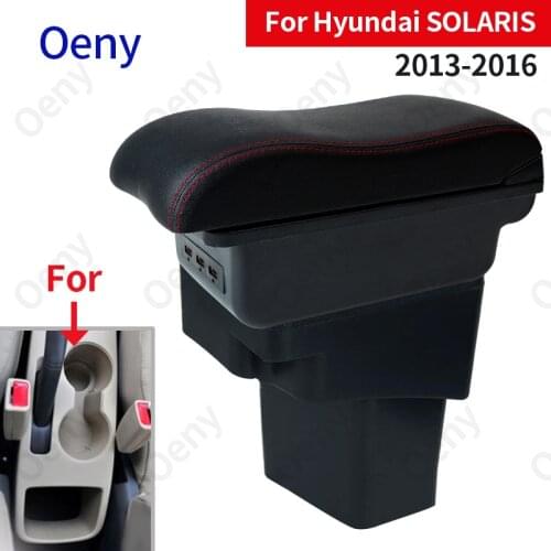 For Hyundai SOLARIS Armrest 2013 2014 2015 2016 For VERNA Accent Car Armrest box Storage accessories Interior with USB LED