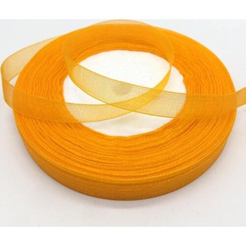 A roll 50 Yards 3/8" 10mm Ribbon Wedding Party Decoration Organza Ribbon Gift Wrapping Hair Bows DIY Christmas Ribbon #Orange