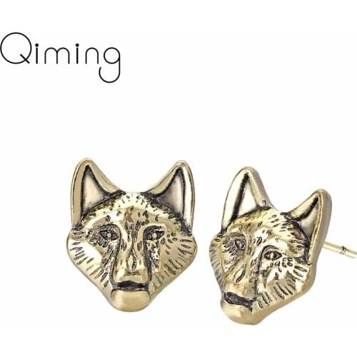 Gothic Wolf Mens Earrings 3D Animal Wolfs Head Nordic Viking Trendy Big Women Punk Earrings Stud Earring Birthday Gift Male