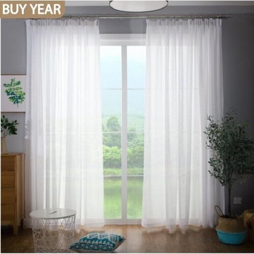 Modern Minimalist Style Curtains for Living Dining Room Bedroom Tulle Curtains Pure White Tulle Net Red Tulle Customization