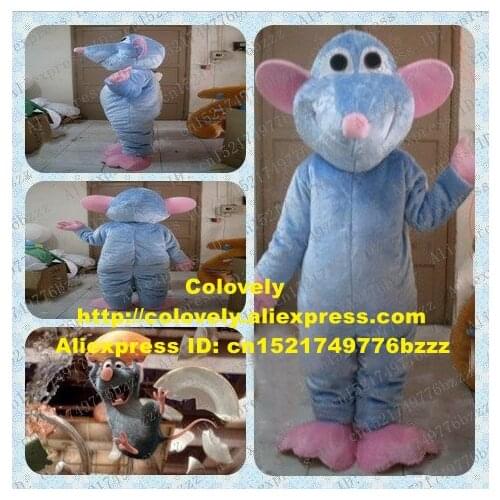 Funny Blue Ratatouille Remy Mascot Costume Mascotte Rat Mice Mouse Mouselet With Small Pink Nose Happy Face No.2856 Free Ship