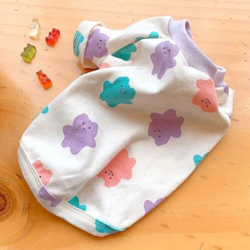 Summer Pet Dog T-shirt Cotton Dog Clothes Cute Candy Bear For Puppy Breathable Cool Dog Shirt Costume Small Dogs Yorkshire Pug