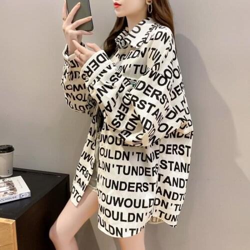 Shirt women 2021 spring and autumn new womens Korean version of the loose letter printing Harajuku cute wind jacket trend