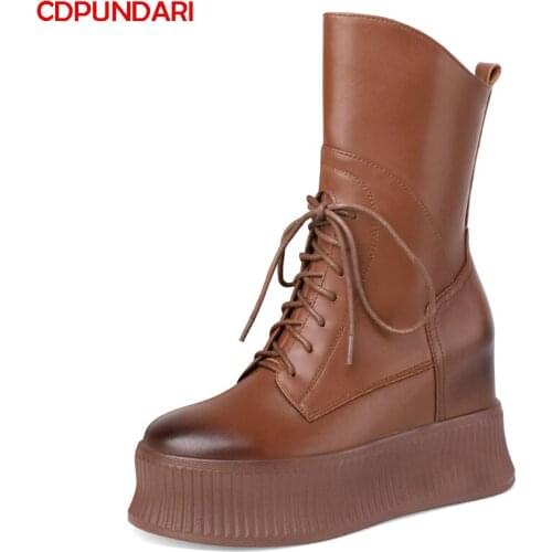 Ladies Black Wedges Ankle Boots Women Autumn Winter High Heels Platform Short Boots Shoes Bottes Plateforme Femme Botines Mujer