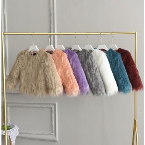 2020 Winter Girls Faux Fur Coat Cotton Padded Thicking Baby Girls Jacket Fur Baby Girl Clothes Warm Winter Parka Outerwear