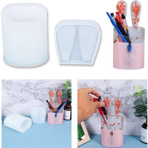 1 Set Useful Multi-Function Pen Holder Silicone Molds Rabbit Ear Shape Pen Holder Mold Easy to Clean for Pen Container