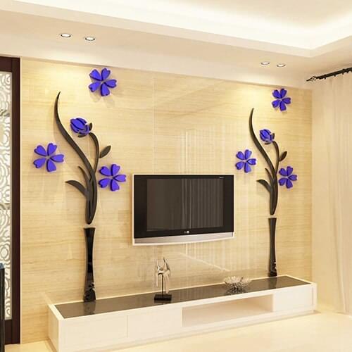 1 Pc Modern Vase 3d Wall Sticker Creative Acrylic Crystal Wall Surface Stickers For Kitchen Livingroom Background Home Decor