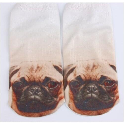 120pairs/lot 3D cute pug dog print sock/slippers ankle socks/personalized short socks/pug sock