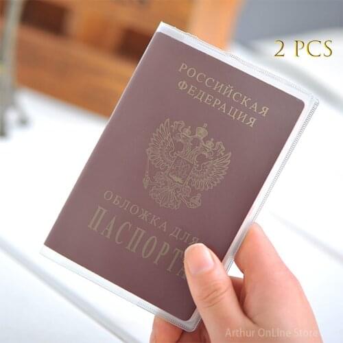 2pcs Travel Waterproof Dirt Passport Holder Cover Wallet Transparent PVC ID Card Holders Business Credit Card Holder Case Pouch