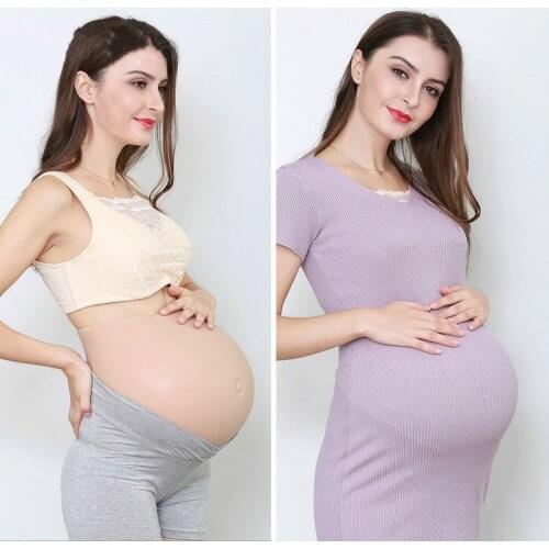 4600g Silicone Pregnant Tummy Belly Artificial Twins Babies 8-10 Months Bodysuit Wear Waist Shaper Plus Size Women Shapewear