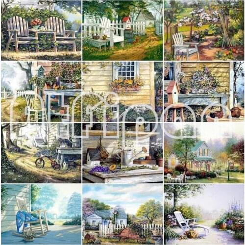 5D Scenery Diamond Embroidery Garden Picture Rhinestones Full SquareRound Diamond Painting Landscape New Arrival Wall Decor