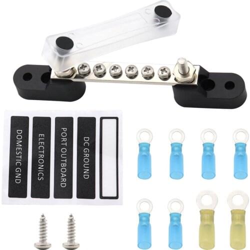 6 Terminal Bus Bar with Transparent Cover 150A Power Distribution for Car Boat Marine Caravan RV