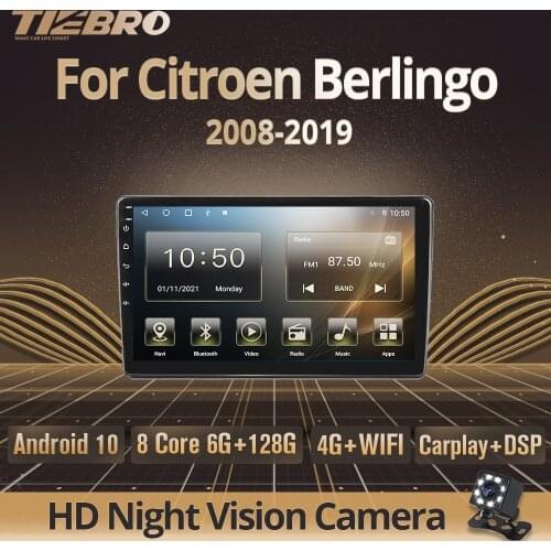 Tiebro 2DIN Android10.0 Car Radio For Citroen Berlingo 2 B9 2008-2019 Radio 2Din GPS Navigation Stereo Autoaudio Receiver Player