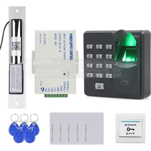 DIYSECUR Biometric Fingerprint RFID 125KHz Password Keypad Door Access Control System Kit + Electric Bolt Lock