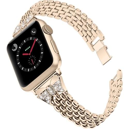 Butterfly Diamond Jewelry Bracelet for Apple Watch Band SE 44/40mm 42/38mm Women Metal Fashion Strap for iWatch Series 6/5/4/3/2