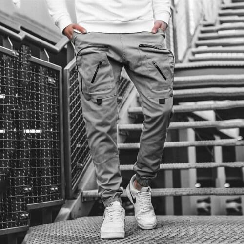 Mens Fashion Cargo Pants Multiple Pockets Casual Trousers AW21 New Male Street Style Woven Pants