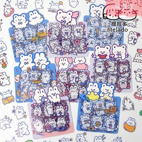 BULA 40Pcs/set Cartoon Kawaii Lovely Cat Bear Sticker DIY Diary Decor Stickers Scrapbook DIY Ablum Diary Scrapbooking Stationery