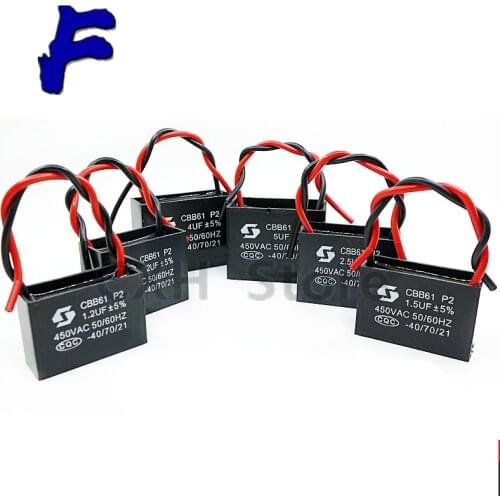 CBB61 450V 1uF~6uF Terminal Ceiling Fan Motor Running Rectangle Capacitor