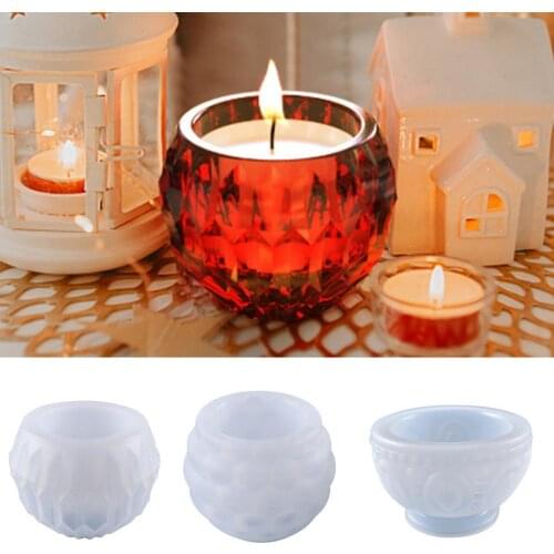 Candle Holder Mold DIY Embossed Silicone Table Romantic Flower Pot Mold for Indoor