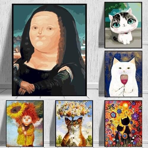 GATYZTORY Framed Cartoon Animal Paint By Numbers For Adults Kids Canvas painting Home Decor Coloring By Numbers