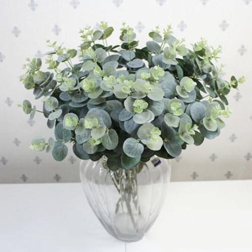 1 Bouquet Eucalyptus Leaves Silk Artificial Flowers Arrangment Tree Plant Bouquet Faux Foliage Wreath Home DIY Decoration