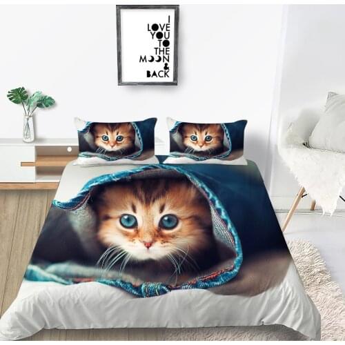 Orange Cat Bedding Set Creative Lovely Hot Sale Kitten Duvet Cover 3D Queen King Twin Full Single Double Unique Design Bed Set