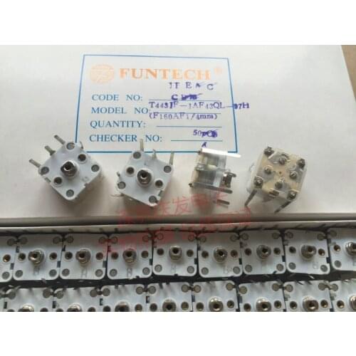 2PCS FUNTECH Radio Frequency Modulation Capacitor T443IF 7-pin Variable Capacitor Dielectric Film Capacitor 21*21*13